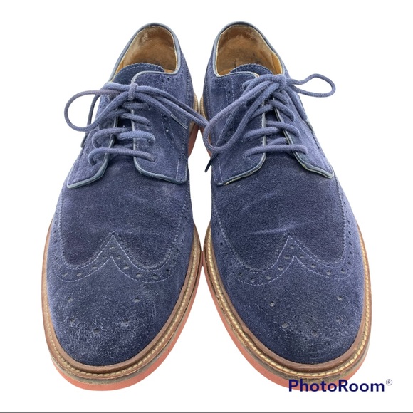 Cole Haan Other - COLE HAAN Briscoe Wingtip Oxford Blazer Blue Suede Shoes Mens 11 44 Brogues